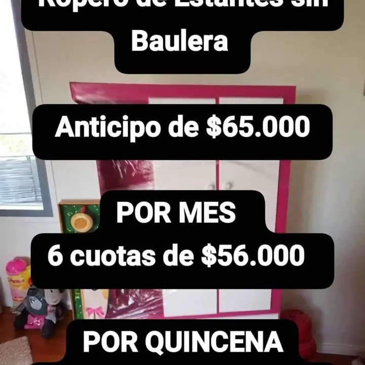 Ropero de estantes sin baulera a pagar