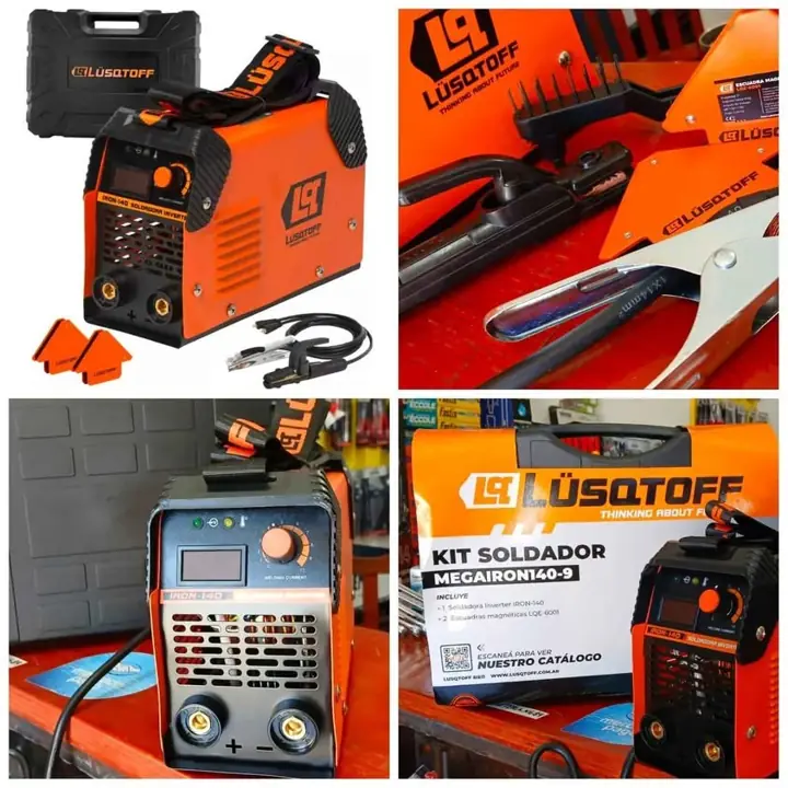 Soldadora inverter megairon 140-9 con escuadra y maletin luqstoff