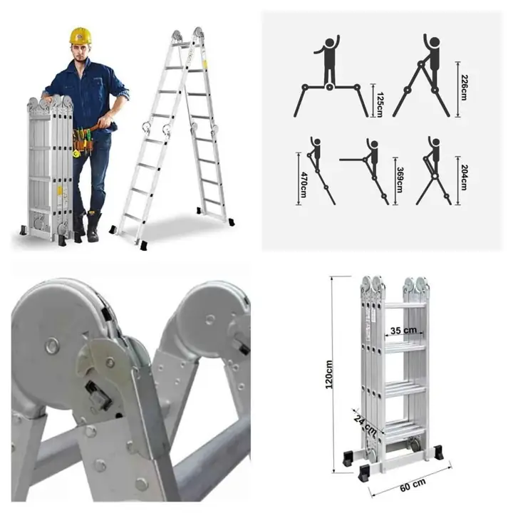Escalera plegable de aluminio • 16 escalones