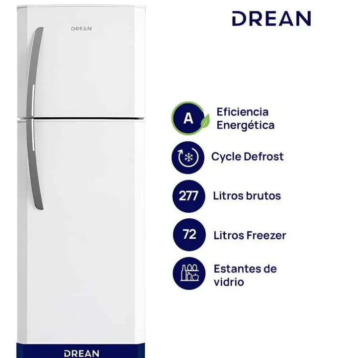 Heladera Drean 277L blanca/ciclica C/freezer