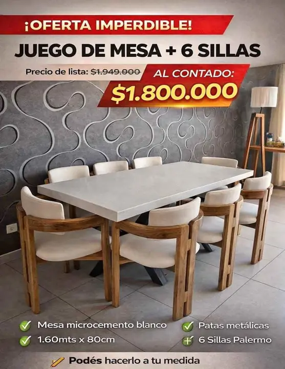 ¡Oferta imperdible! juego de mesa + 6 sillas