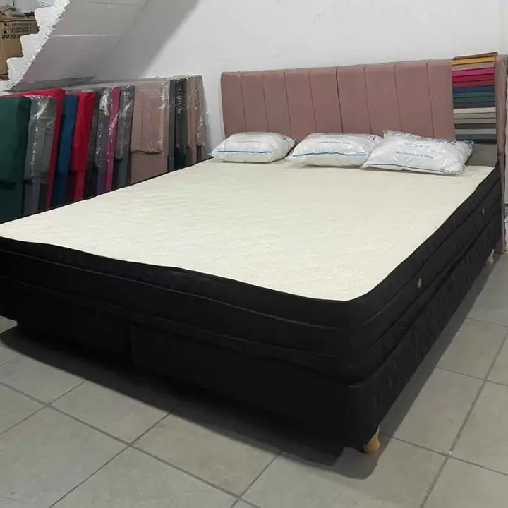 Sommier 2 ½ doble pilow eco con respaldo canelon
