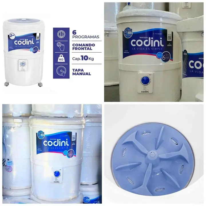 Lavarropa silent estandar Codini 10 KG capacidad / 6 programas
