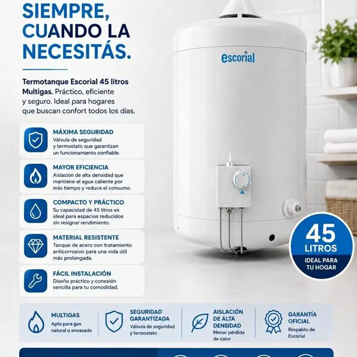 Termotanque Escorial 45Ltrs