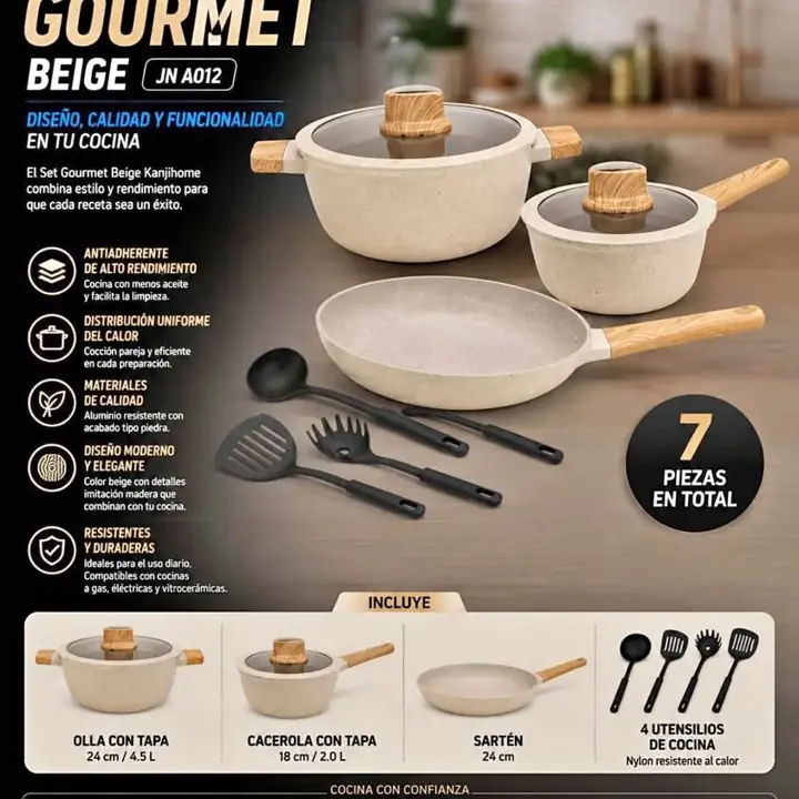 Set de ollas Gourmet kanjihome beige