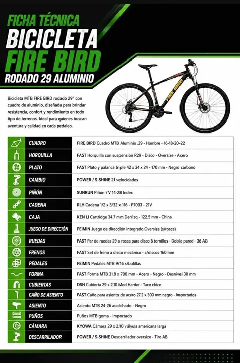 Fire bird rodado 29’