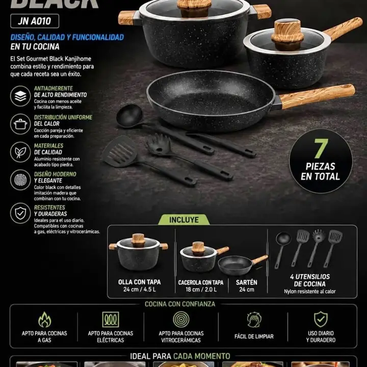 Set de ollas Gourmet kanji Negro