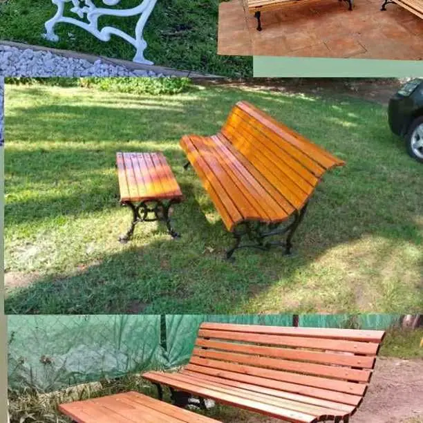 Banco y mesa $287.000. envío gratis 15km. Desde 1943. Patas sin afinar. Madera curada y barnizada
