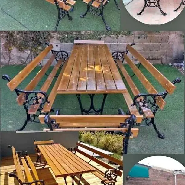 Fundición y madera. Juegos de jardin, mesas bancos