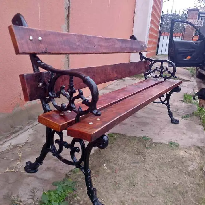 1.5m banco estilo inglés de 4 tablas. Pérgolas maceteros