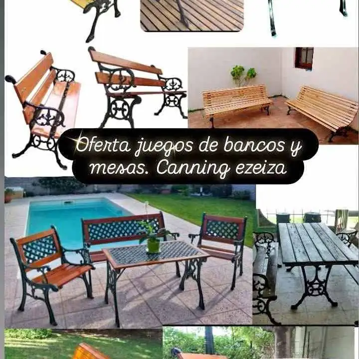 Banco y mesas fundición exterior jardin. Oferta 4 piezas. Envio gratis 15km. Facilidades de pago