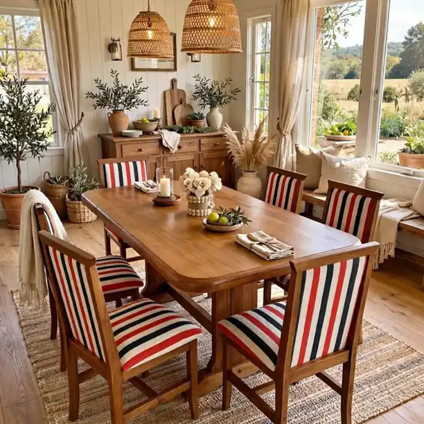 Juego de comedor 1,60 mts + 6 sillas tapizadas (a elección)