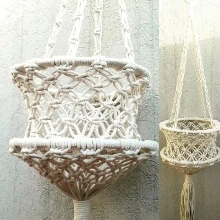 Portamacetas/frutero de macramé
