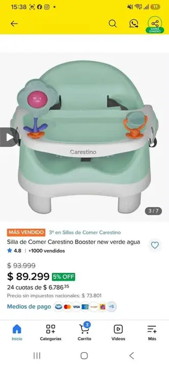 Silla de comer carestino