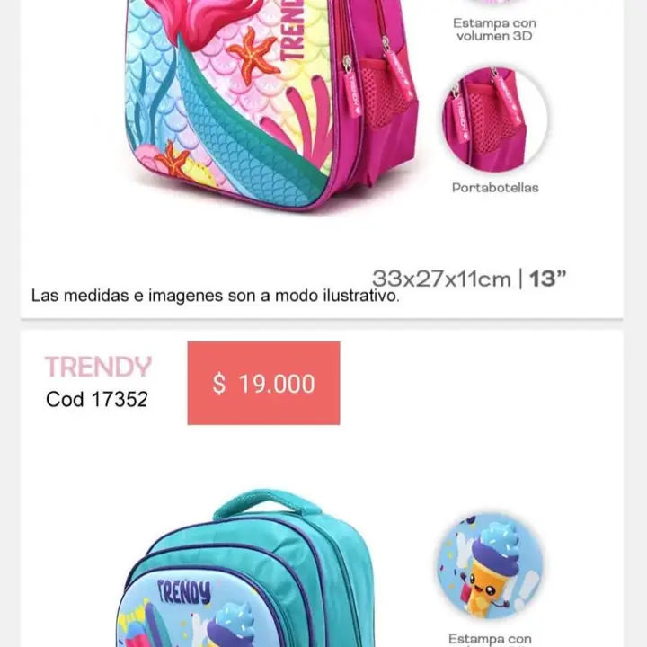 Mochila infantiles nena. Enero 2025