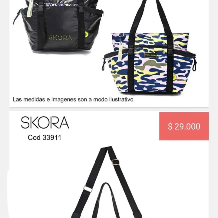 Bolsos, mochilas skora. Pedido llega el 05/09/24