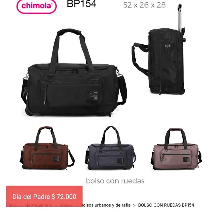 Bolsos deportivos. Pedido llega a sta rsa el 19/06/26