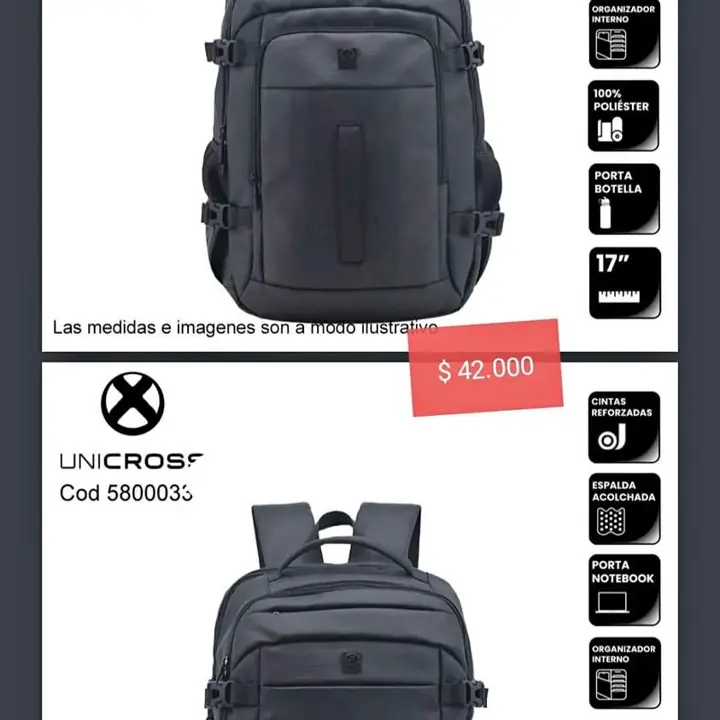 Mochilas unisex.Agosto 2026