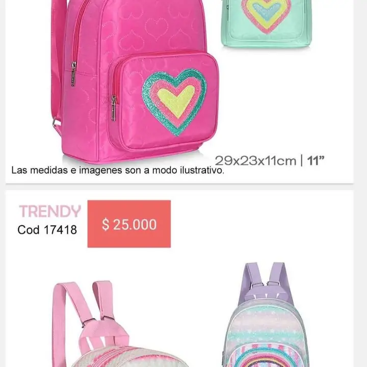 Mochilas infantiles. Pedido llega el 19/12/24
