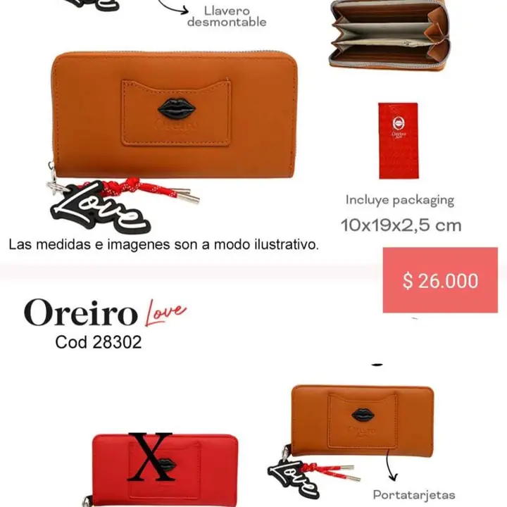 Billeteras las Oreiro y más. Pedido llega el 27/08/25