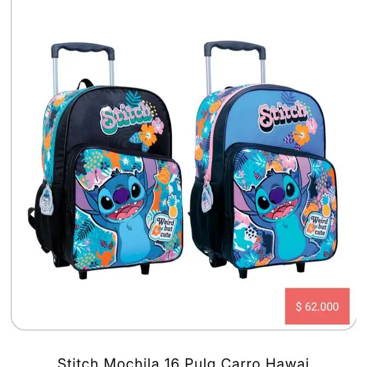 Mochilas & accesorios Stich escolar. Febrero 2026