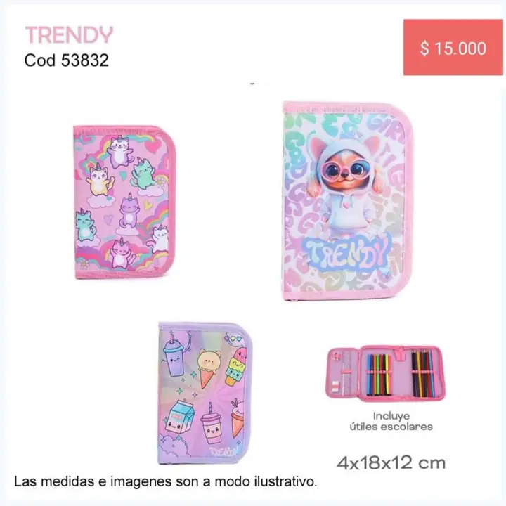 Cartucheras varias mujer. Pedido llega viernes 20/02/26