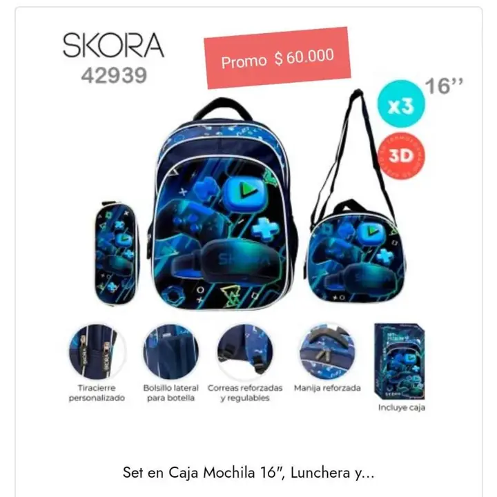 Mochilas escolares 16 y 18 Pulgadas skora
