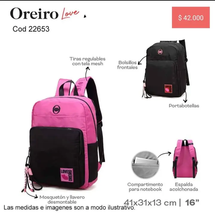 Mochilas & accesorios las Oreiro. Pedido llega STA rsa viernes 06/02/26