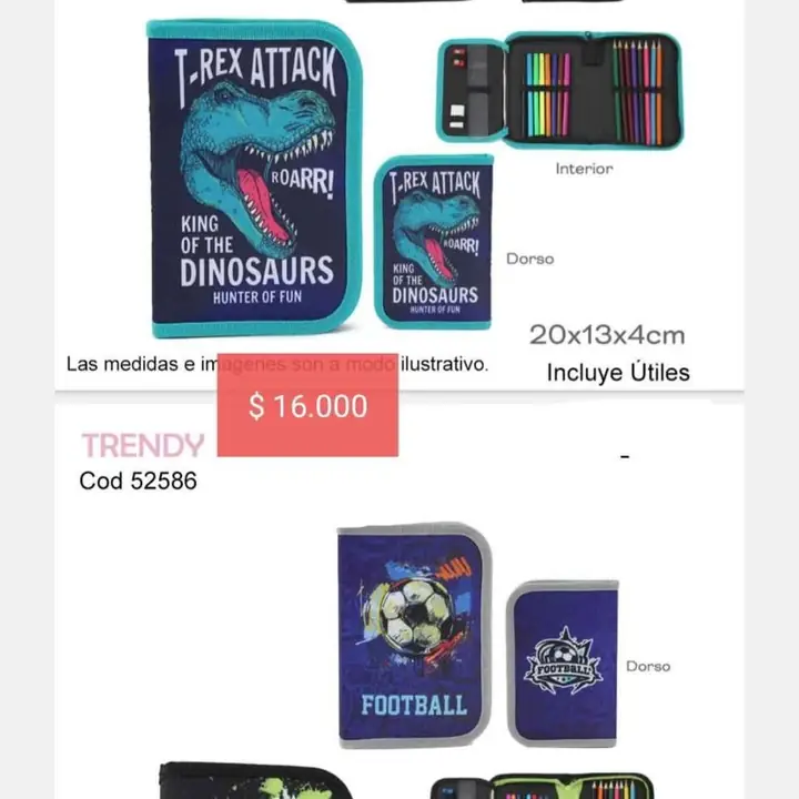 Cartucheras varias escolares 2025. Pedido llega el 13/02/25
