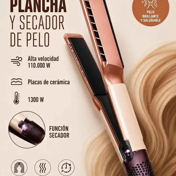 Planchita de pelo y secador todo en uno
