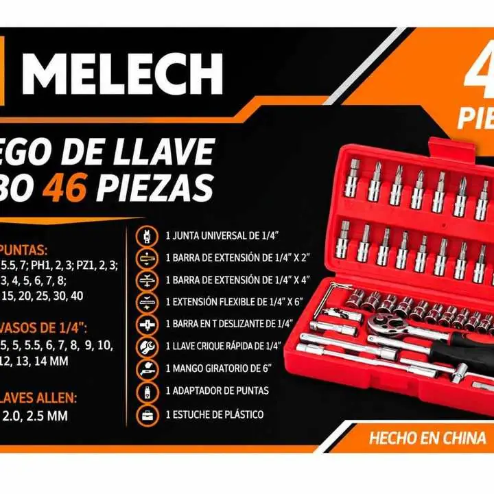 Kit Herramientas Juego de Tubo Puntas Cricket Llave 46 Piezas