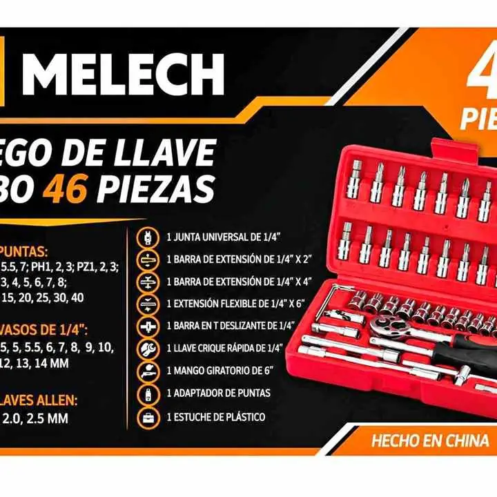 Kit Herramientas Juego de Tubo Puntas Cricket Llave 46 Piezas