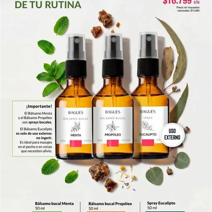 Spray Natural de Eucalipto Bagues x 50 ml. Ayuda a despejar las Vias respiratorias