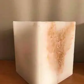 Fanal Decorado con Hojas incrustadas. Medidas 15cm de lado x 18 cm de alto