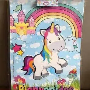 Cartel BIENVENIDOS Unicornio. Medidas 54,5 alto x 38 cm ancho