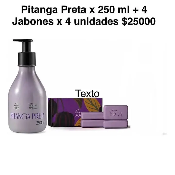 EKOS Pulpa Corporal Pitanga Preta x 250 ml + 4 jabones