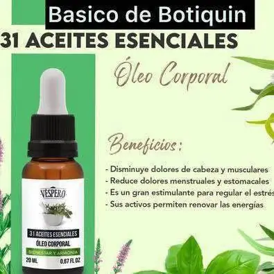 Oleo 31 aceites esenciales x 20 ml Vespero Bagues. apto vegano