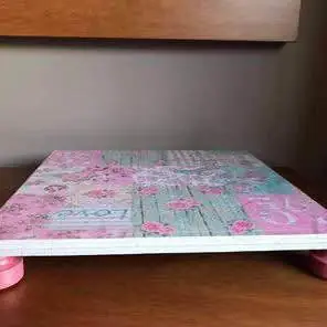 Bandeja Fibrofacil pintada con Decoupage. Nueva de 29 cm x 29 cm