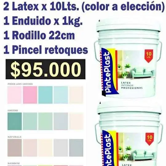 Pintura Látex interior +enduido+rodillo+pincel combo imperdible