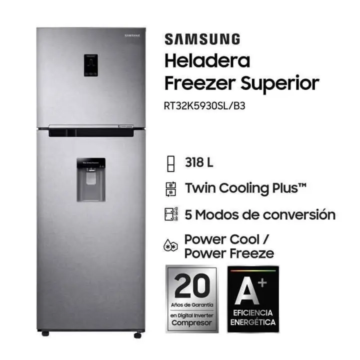 Heladera Samsung inverter RT32 silver C/dispenser 320LTS no frost