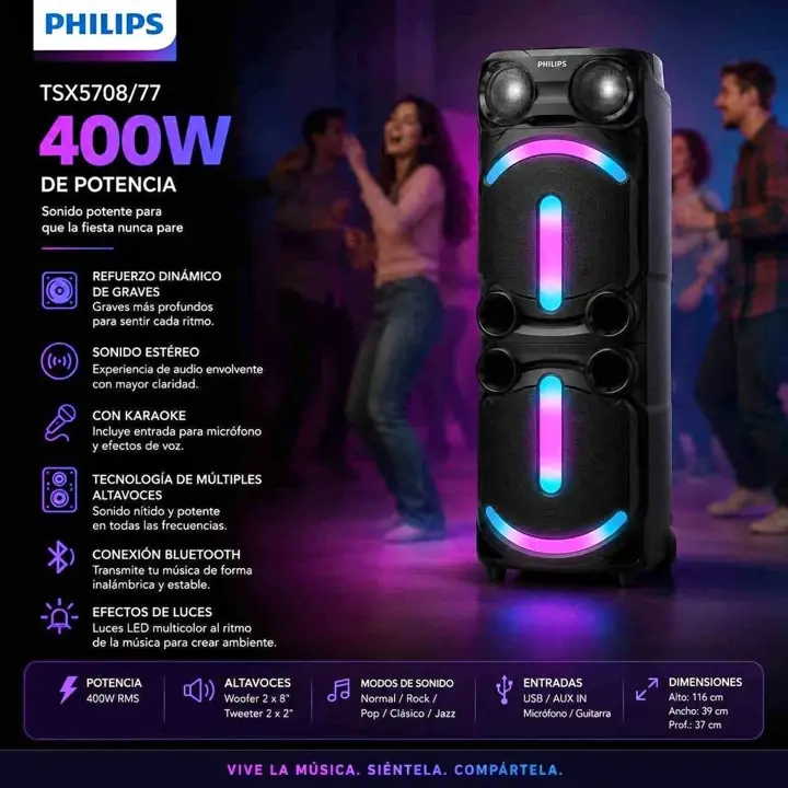 Parlante torre Philips TAX5708/77 – 400W