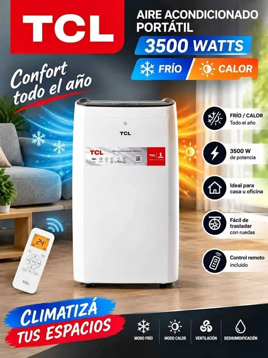 Aire acondicionado portátil TCL 3500W - frío/calor