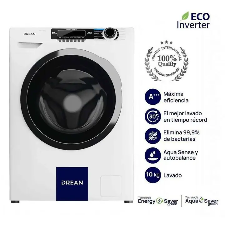 Lavarropas Drean 10.12 blanco inverter (LFDE1012SB0)