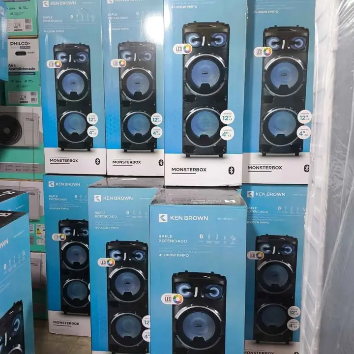 Super oferta Parlante Bafle Potenciado Ken Brown Monsterbox 3 Vias Woofer Color Negro