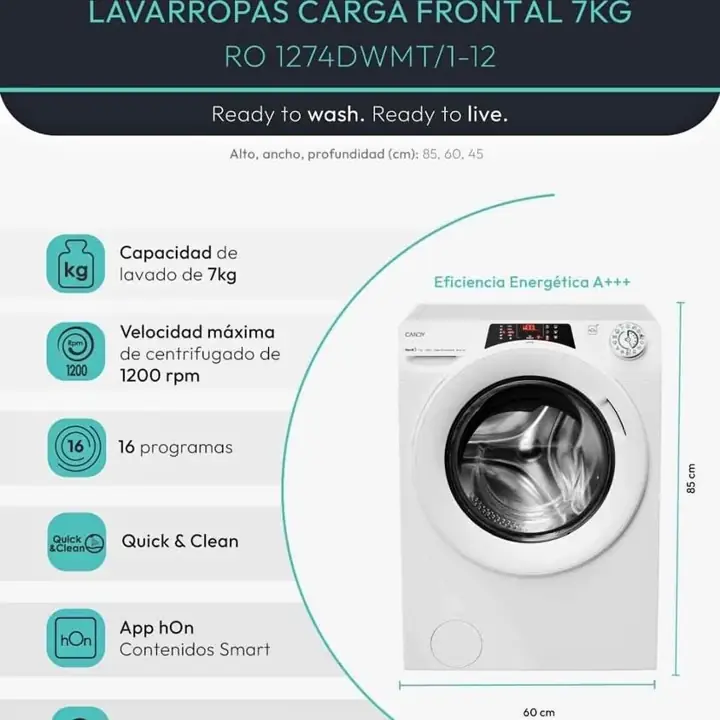 Lavarropas Candy 7KG inverter 1200RPM tecnología smart WiFi
