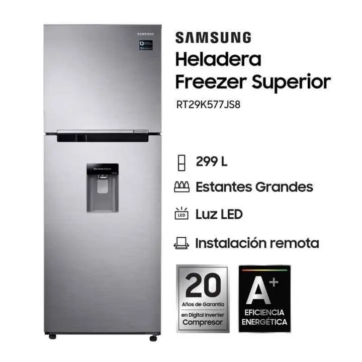 Heladera Samsung RT29 C/dispenser silver inverter 300LTS no frost