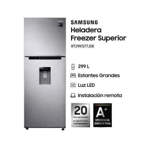 Heladera Samsung RT29 silver no frost con dispenser 300LTS