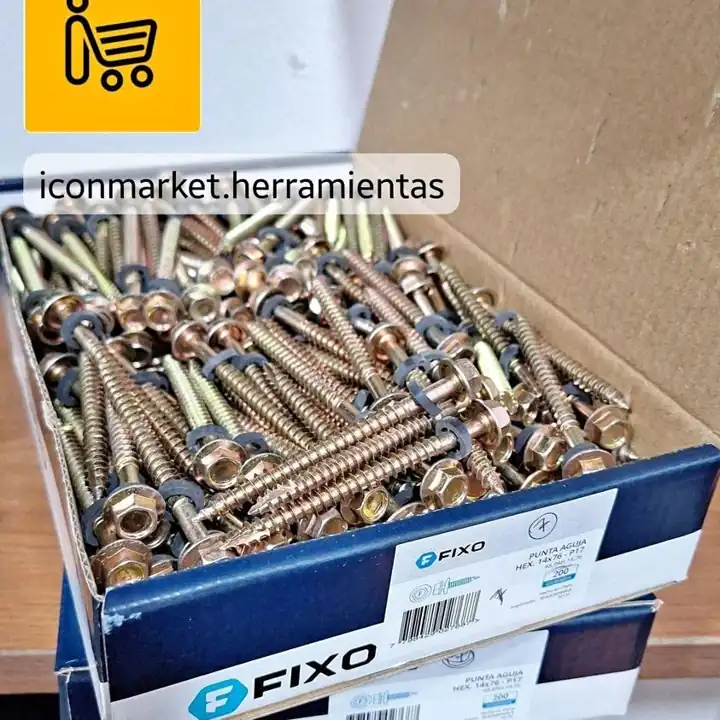 Combo x 200 Tornillo autoperforante hexagonal #14x 76mmL AcCinc c-arandel p-aguja FB Codigo: 65