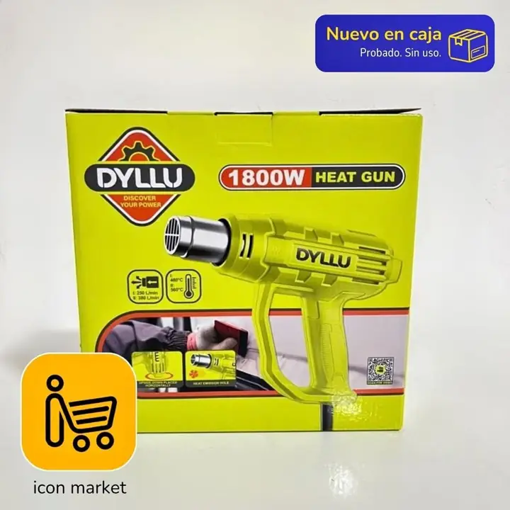 Pistola de Calor DYLLU 1800W 560°C Verde Industrial Aire Caliente