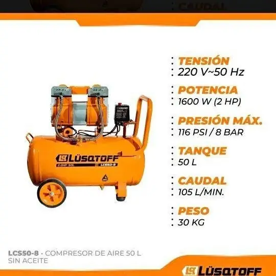 Cmpresor sin aceite 50 litros lusqtoff